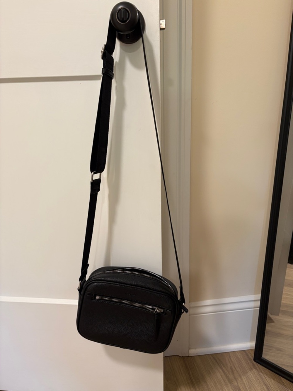 DKNYC Black Pebbled Leather Crossbody Bag